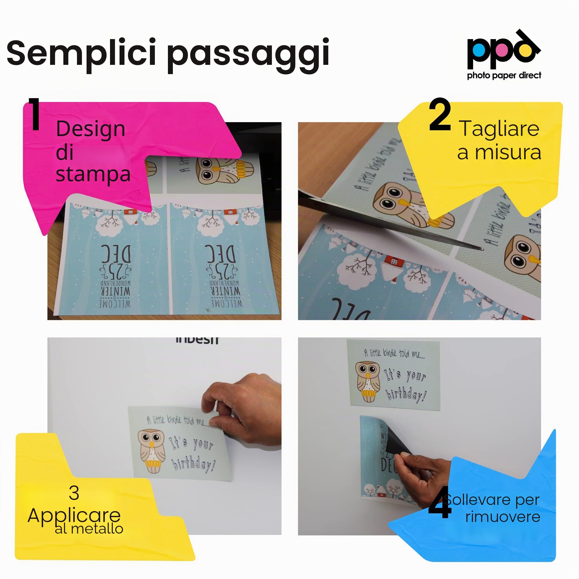 Carta Magnetica Opaca A4 5 Fogli per Stampanti Inkjet PPD-32-5