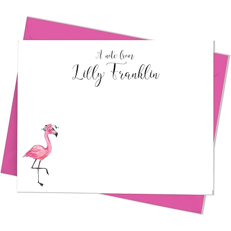 Flamingo Personalized Note Cards with Envelopes