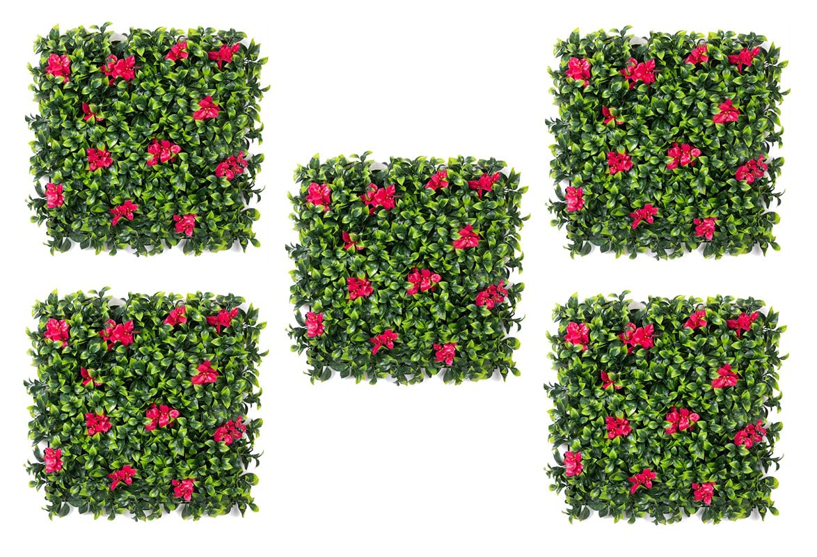 BeautifulWalls Plastic Artificial Wall Grass For Home Decoration(5 Pcs) I Grass Mat For Wall I Vertical Garden Artificial Wall Plants(Lemon Green With Large Red Flowers, 50Cm X 50Cm X 5Cm, Pack Of 5) (B099QGNJZH) Amazon Price History, Amazon Price Tracker
