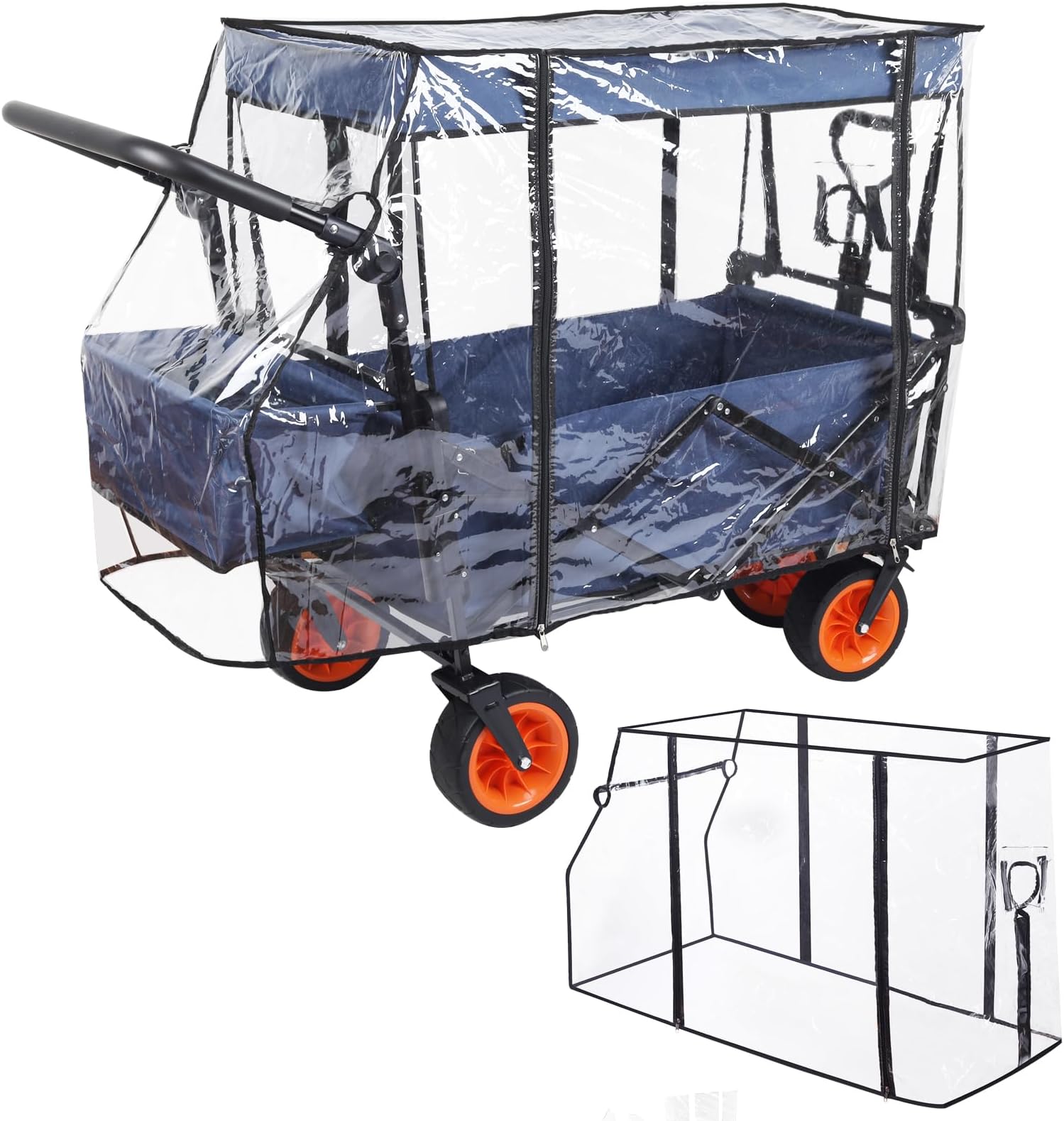 Rain Wind Cover for Wagon - Push-Pull Folding Stroller Trolley Cart Accessories - UV Resistant Lounge Cover for Garden Camping Picnic