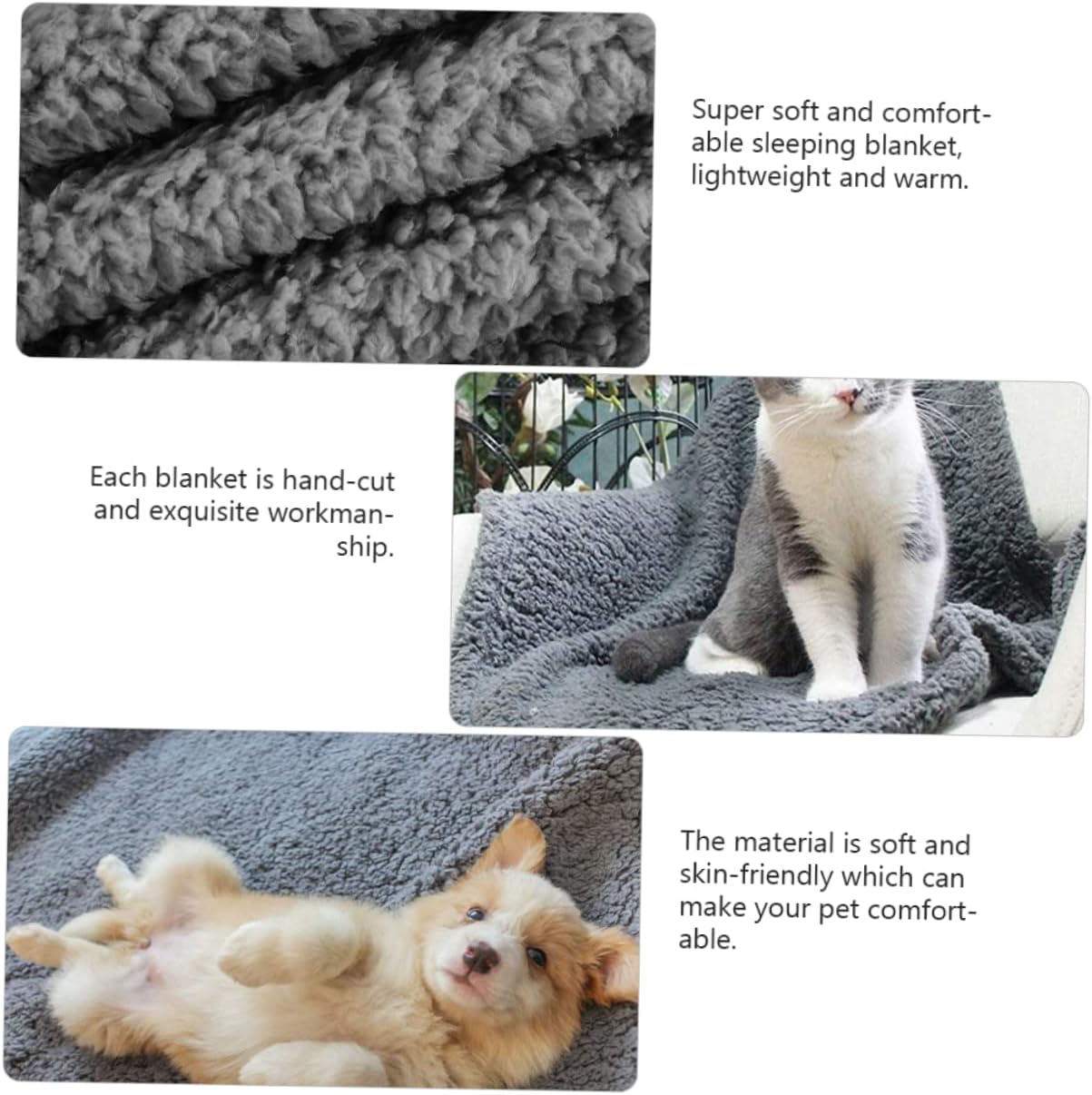 Toddmomy 2pcs Pet Blanket Soft Fleece Pet Quilt Comfortable Cat Dog Sleeping Mat Warm Washable Bed Cover Grey s