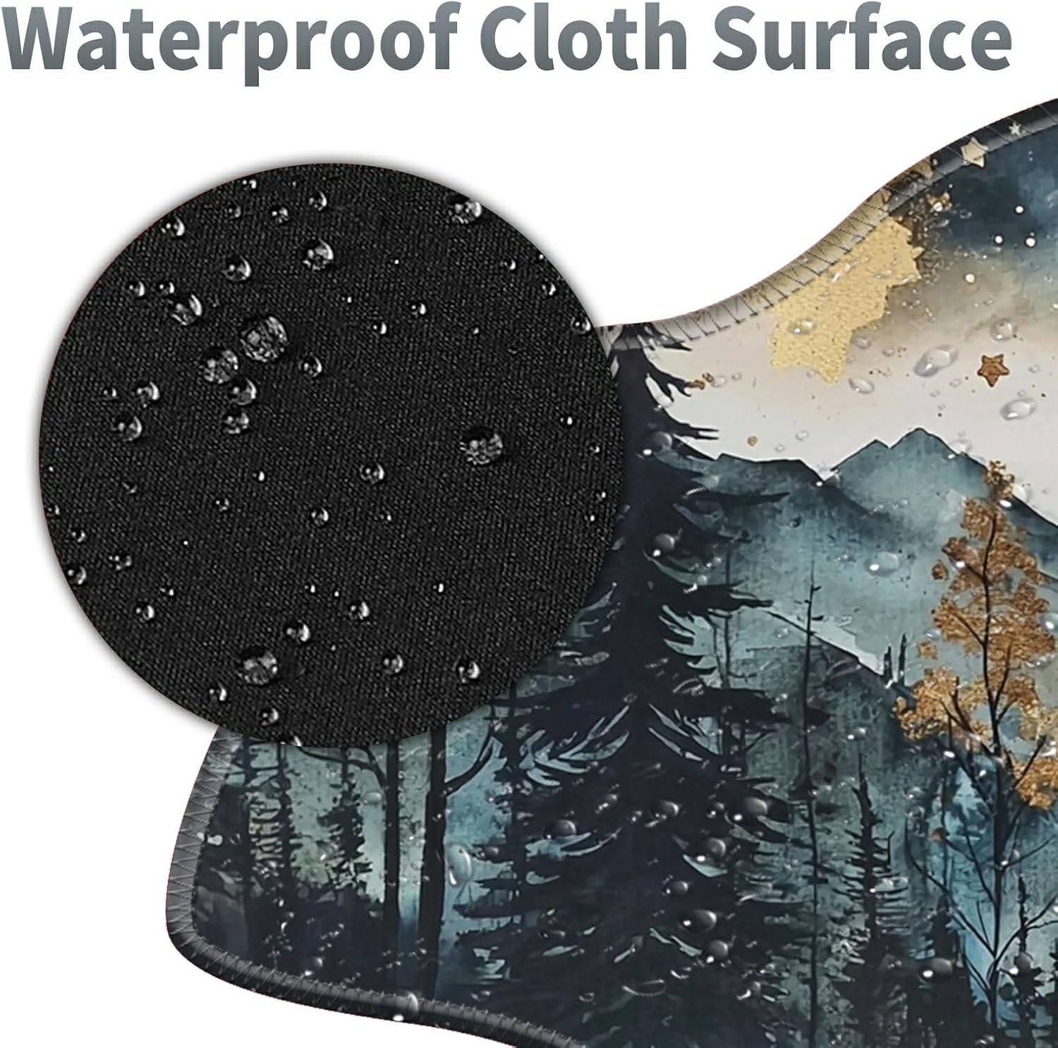 Landscape Forest Large Gaming Mouse Pad Plus a Coaster, 35.4 x 15.7 inches Desk Mat Extended XXL Mousepad with Stitched Edge Non-Slip Rubber, Desk Pad Computer Mouse Mat for Home Office