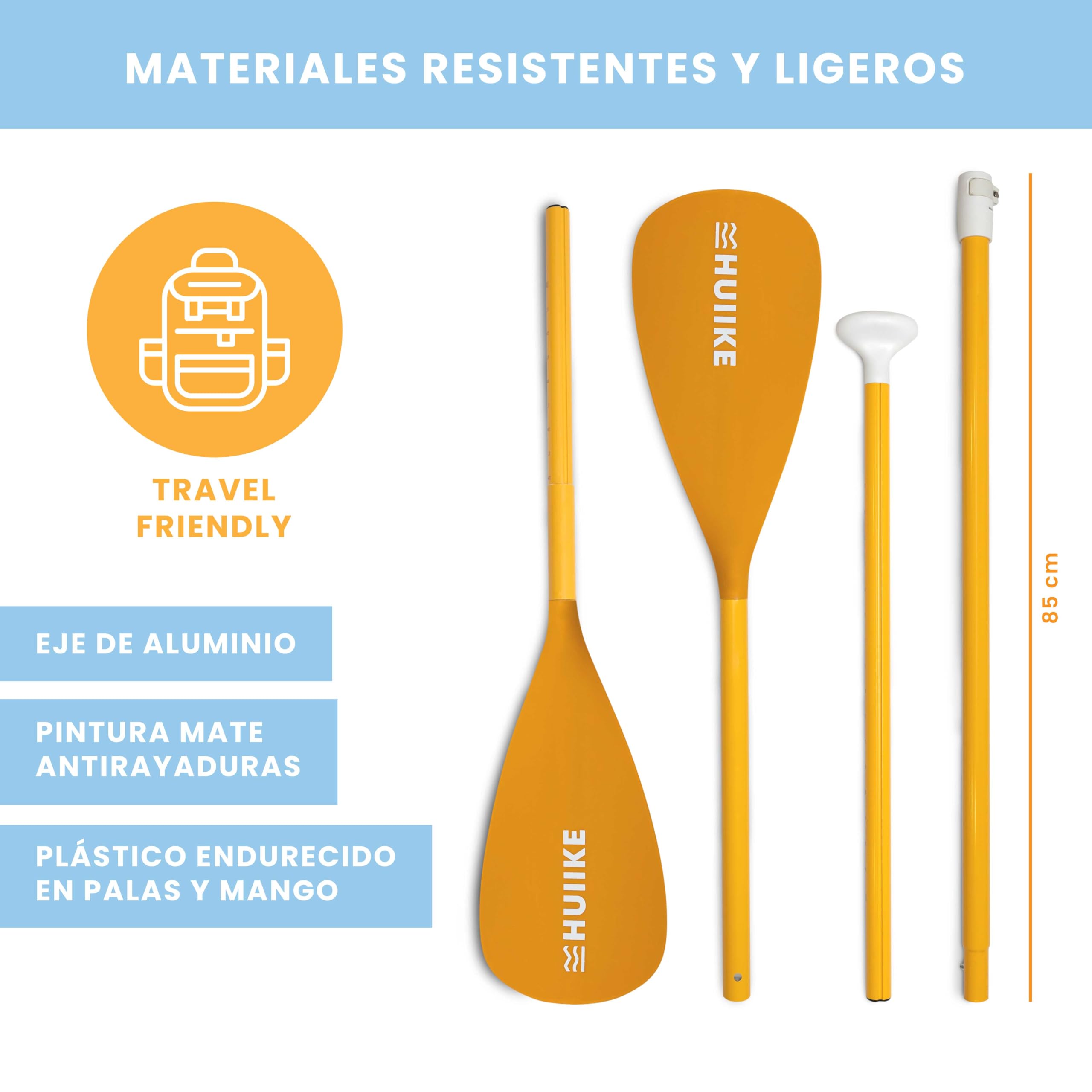 HUIIKE Remo Paddle Surf 2 en 1 de Aluminio Remo Doble Paddle Surf 4 Piezas Desmontable para Pádel Sup Board Hinchable | Pala Ajustable de Fácil Transporte para Kayak y Padel, Set Accesorios Sup