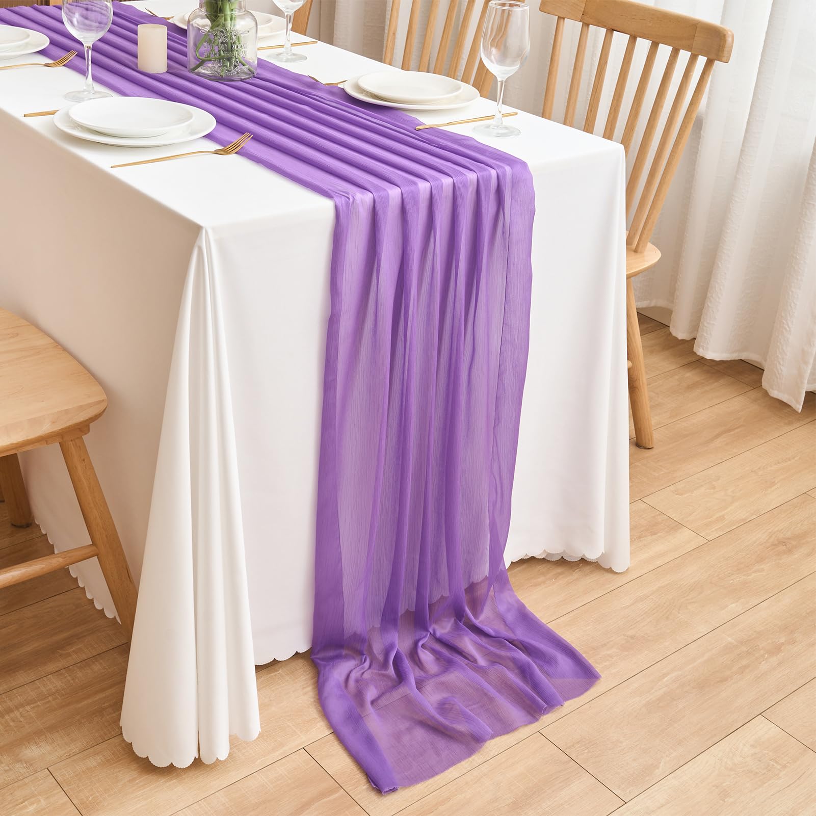 CHUQING Chiffon Tischläufer Hochzeit Stoff Tüll Table Runner 70 cm Tischläufer