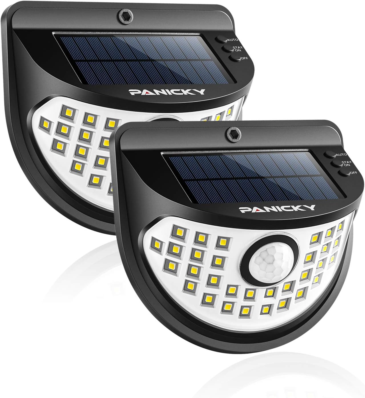 Solar Motion Sensor/Stay On Light Outdoor 2 Pack, 800LM IP67 Waterproof 32 LED Night Light with 270° Wide Angle, Easy to Install Solar Powered Security Lights for Door Pathway Garage Garden