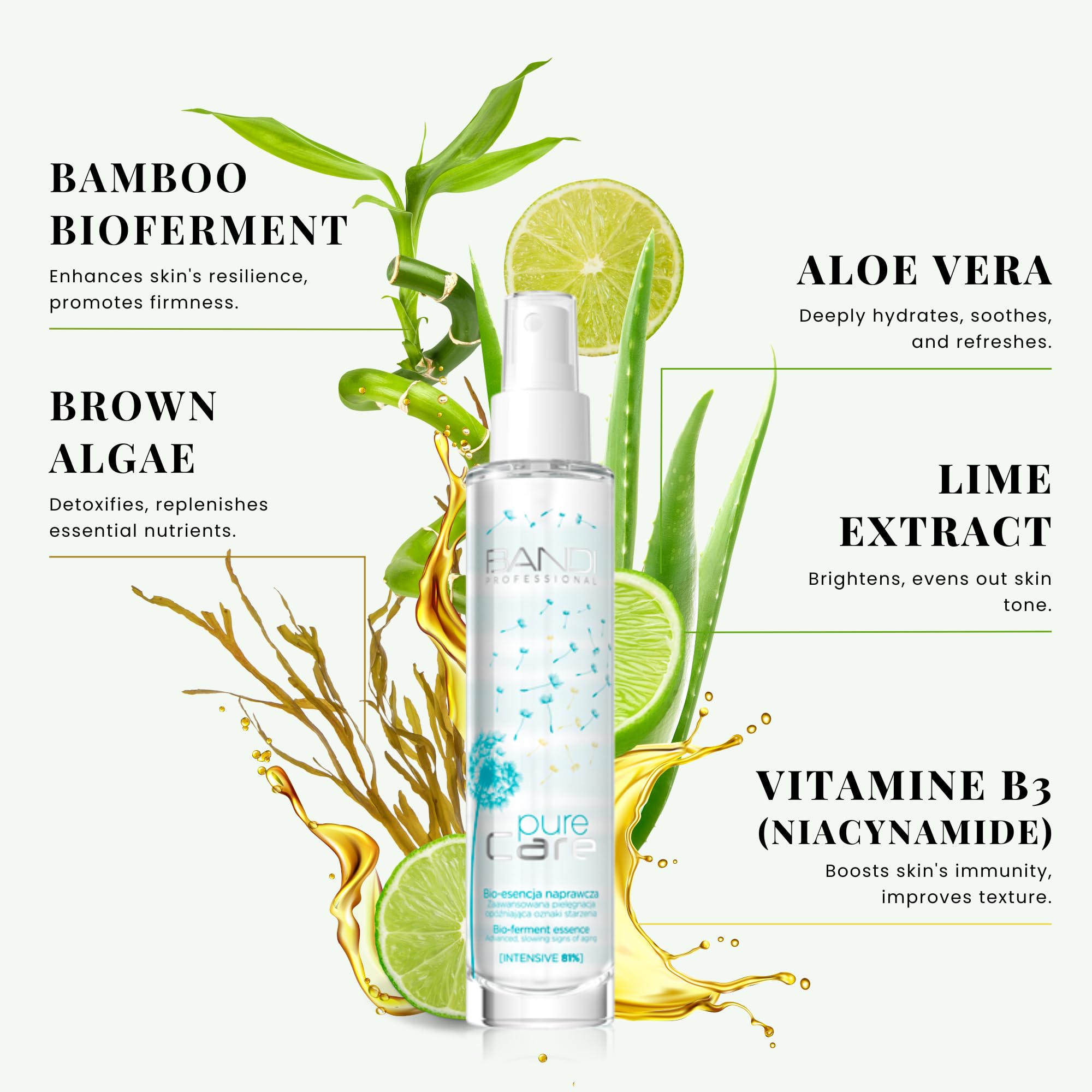 Bandi Revitalizing BioFerment Face Serum Active Ingredients Lightweight Hydration for All Skin Types Enriched with Aloe Vera Bamboo Brown Algae Lime Extract with B3 - Image 4
