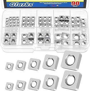 Glarks 90pcs Carbon Steel Square Nut Set M3 M...,