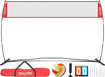 Volleyball Net, 12ft/20ft Training Set Height Adjustable, Portable Freestanding Practice for Hitting or Serving Drills, Pop up With Carry Bag for Backyard or Outdoor