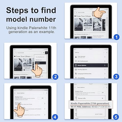 Miniatura 9 de RSAquar Funda Kindle Paperwhite para lector electrónico de 11 generación, edición 2021 de 6.8 pulgadas, funda de piel sintética de alta calidad con