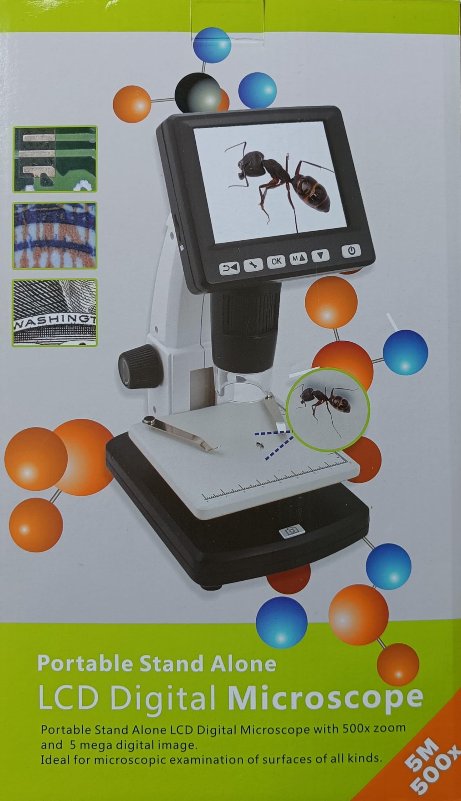 SAFE 9755 LCD Digital-Mikroskop bis 10-500-fache Vergrößerung | 8 LED-Leuchten | 4 GB Micro-SD-Karte | USB Mikoskop | Abmessungen ca. 230 x 130 x 140 mm