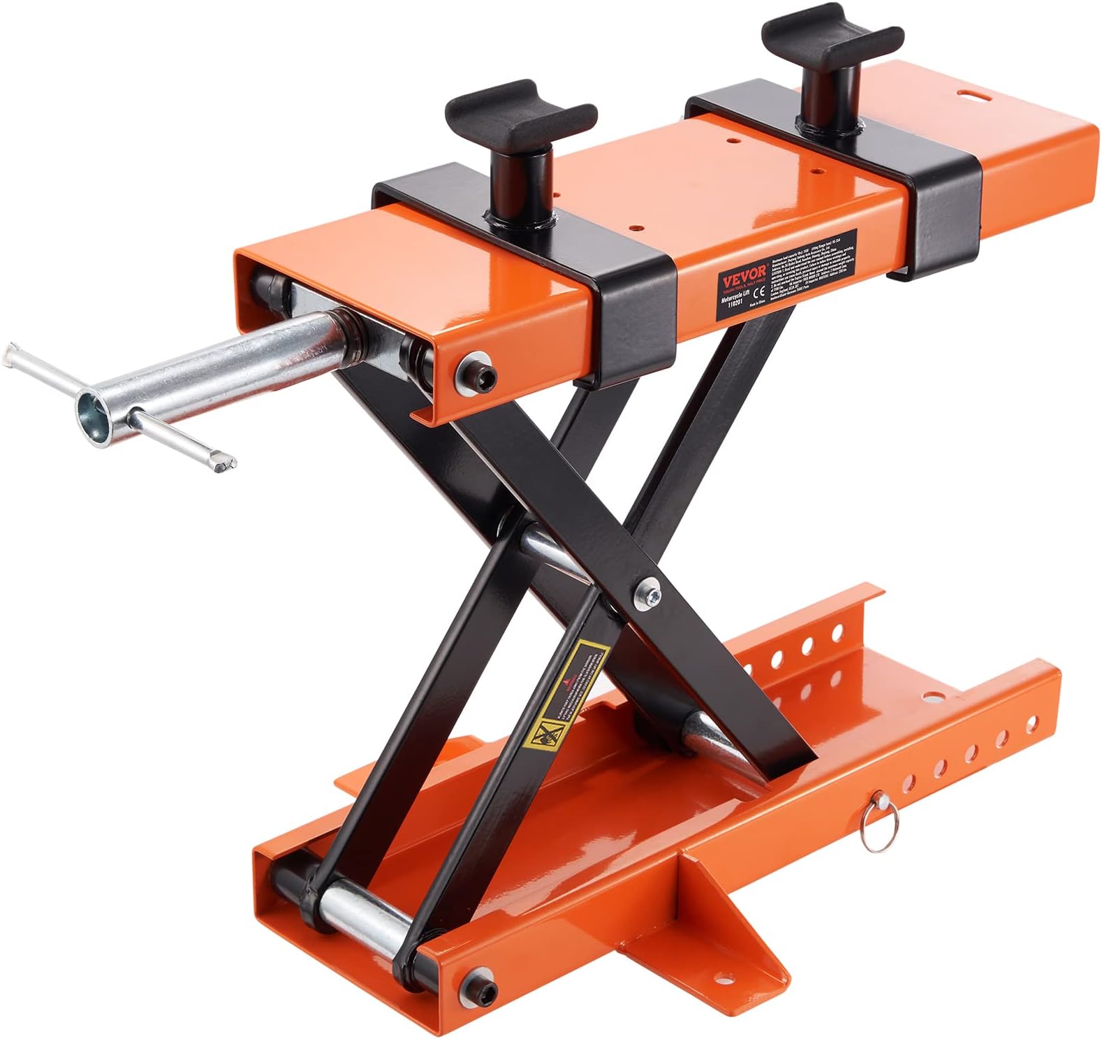 VEVOR Motorcycle Lift, 1100 LBS Motorcycle Center Scissor Lift Jack with Saddle & Safety Pin, Steel Motorcycle Jack Hoist Stand for Street Bikes, Cruiser Bikes, Touring Motorcycles