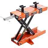 Motorcycle Lift, 1100 LBS Motorcycle Center Scissor Lift Jack with Saddle & Safety Pin, Steel Motorcycle Jack Hoist Stand for Street Bikes, Cruiser Bikes, Touring Motorcycles
