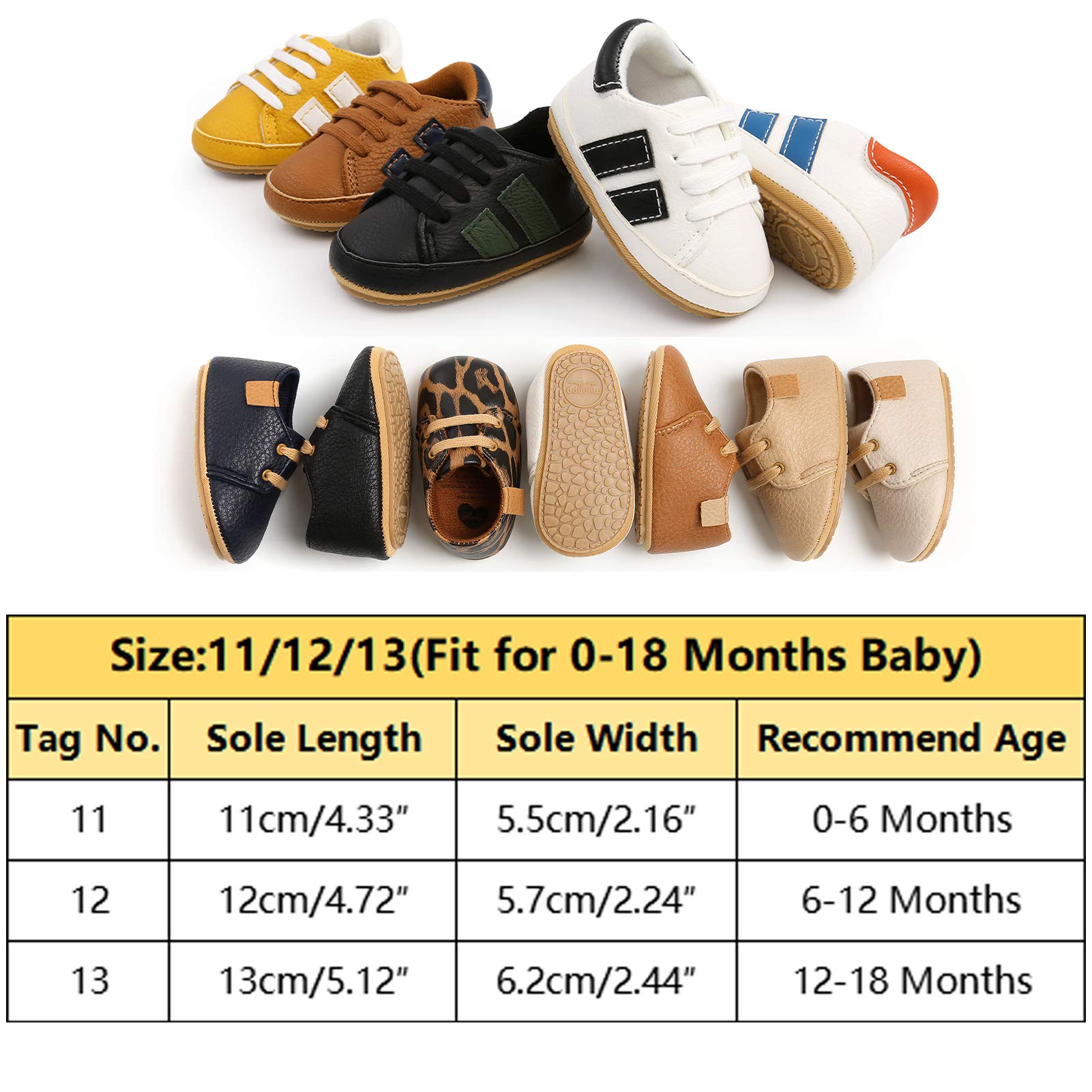 RVROVIC Baby Boys Girls Sneakers Anti-Slip Oxford Loafer Flats Infant Toddler PU Leather Soft Sole Baby Shoes - 4