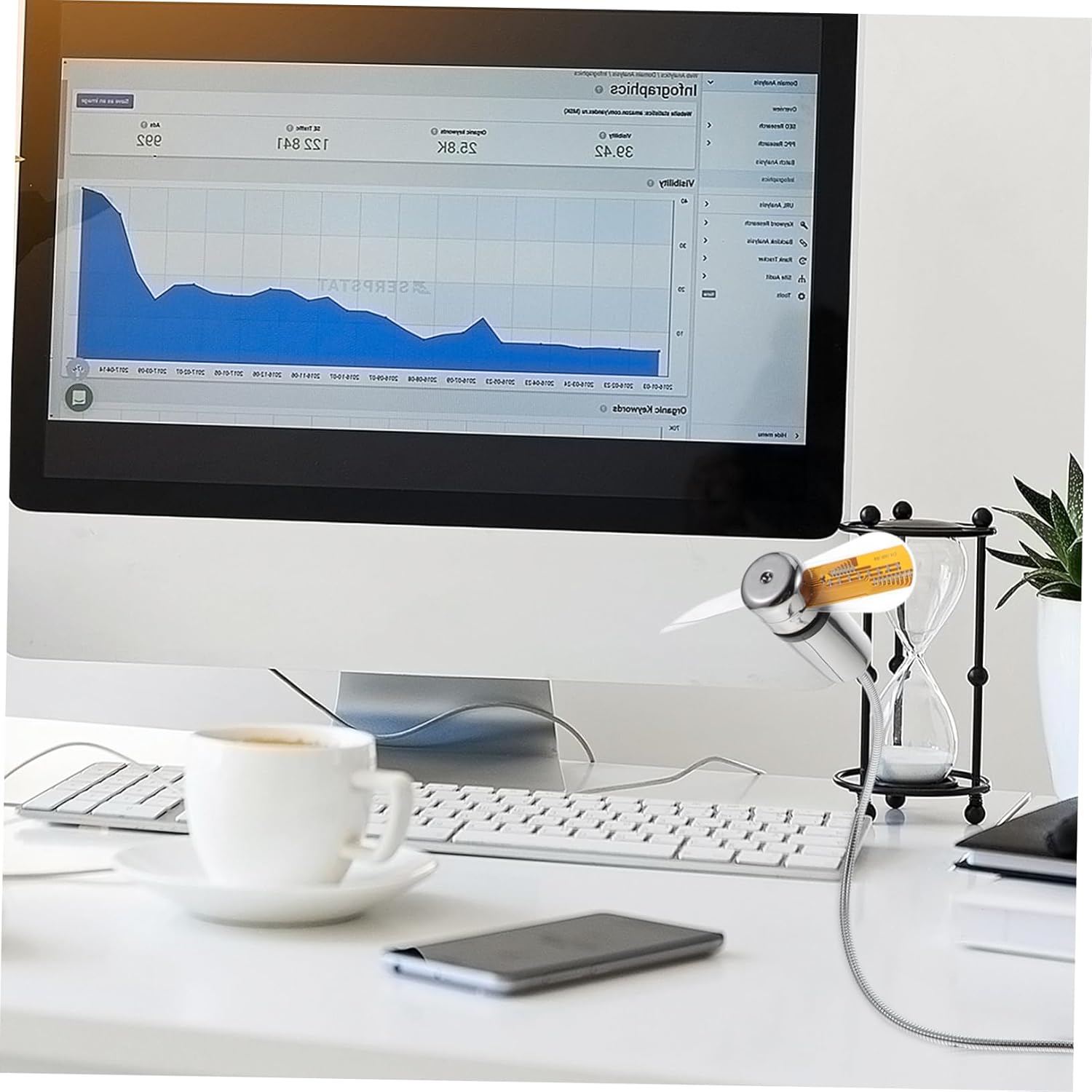 4pcs Mini Fan with Time and Temperature Portable Clip-on Led Fan for Computer Desk Office Home and Travel