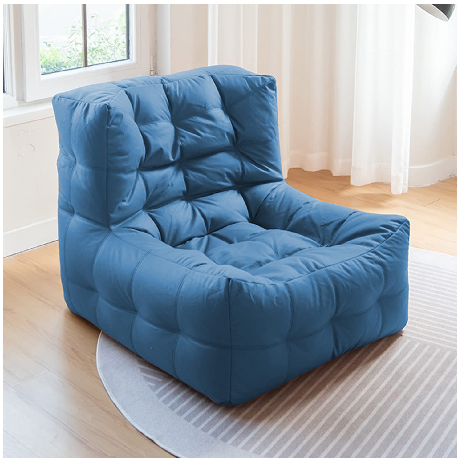 Fauteuil de Sol rembourré Facile Bean Bag Chair (sans Rembourrage) siège Adulte Chaise de Sol Chaise de Support de Dossier Bleu