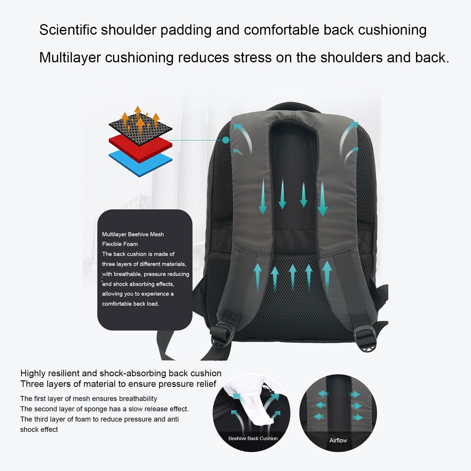 Pyhodi Zaino per Moto a LED, Borsa per Laptop a LED Programmabile con Spallacci Personalizzabili per Viaggi e Campeggio, Spazioso Zaino Impermeabile per Laptop 16 Pollici