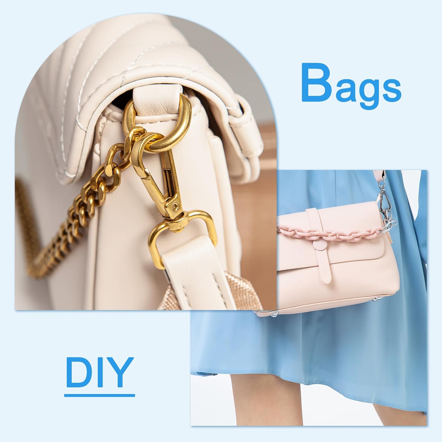 uxcell Swivel Clasps, D Ring Lobster Clasp Claw Metal Push Gate Snap Hook Purse Making Keychain Belt Strap, - Image 6