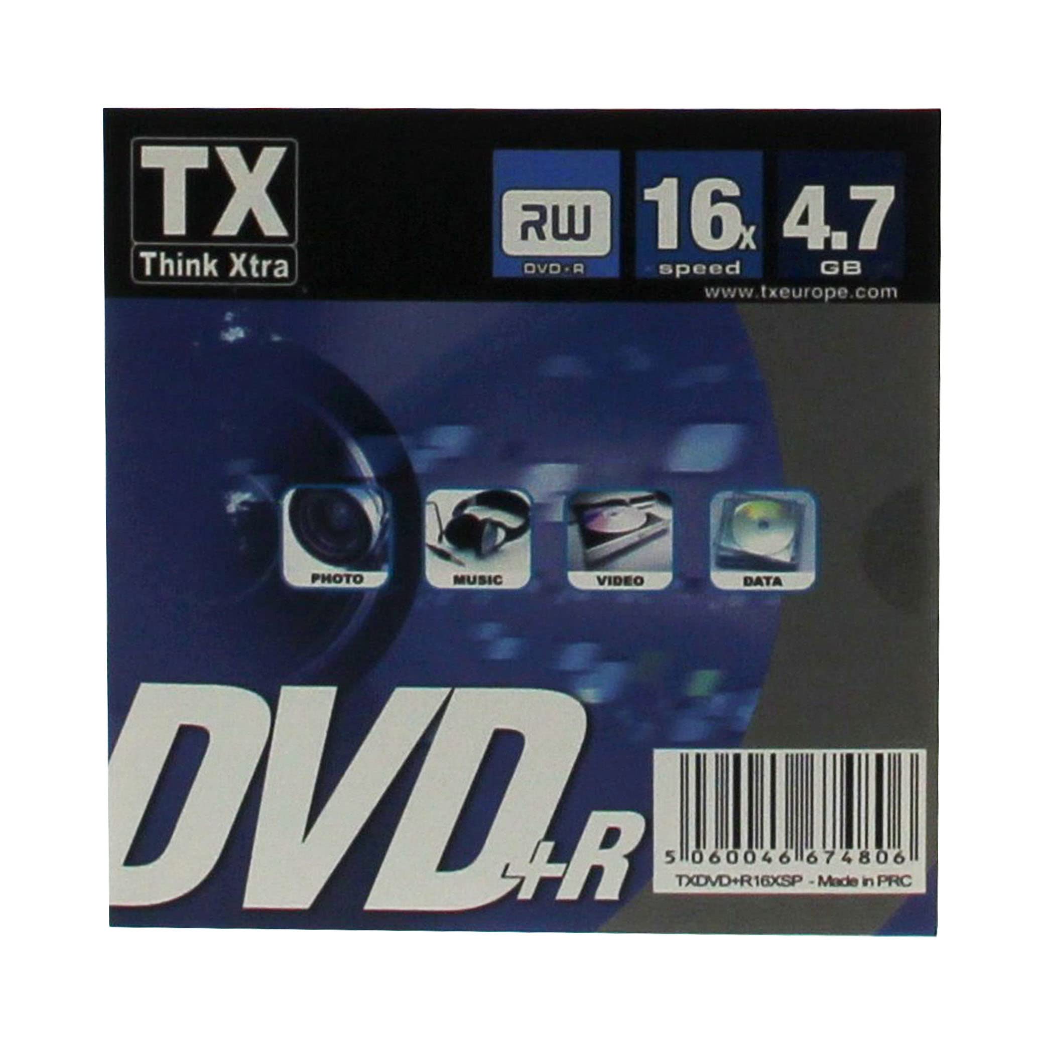 Pack de 125 dvd+r tx think xtra pochette carton bleu