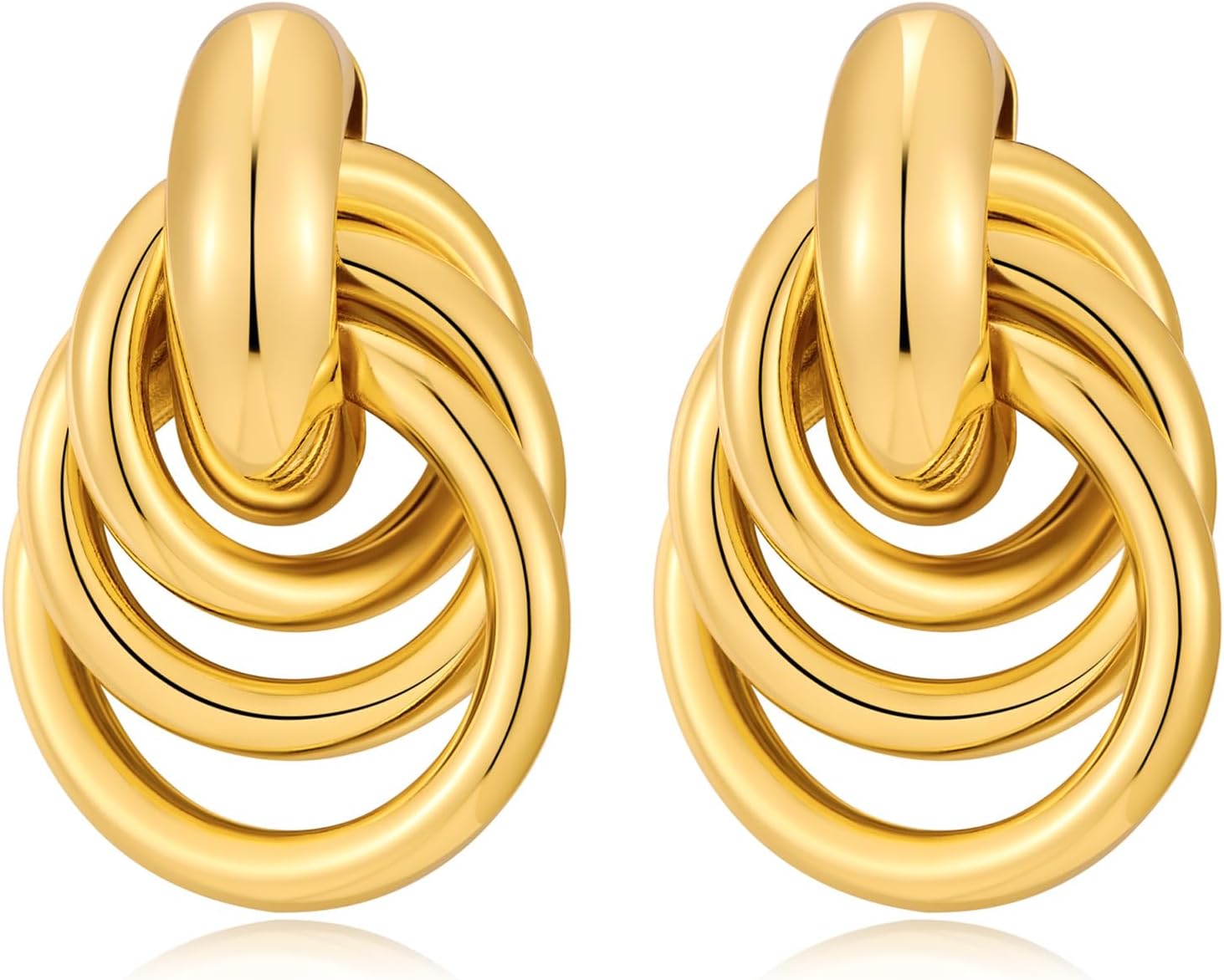 Chunky Gold Knot Earrings for Women Big Geometric Dangle