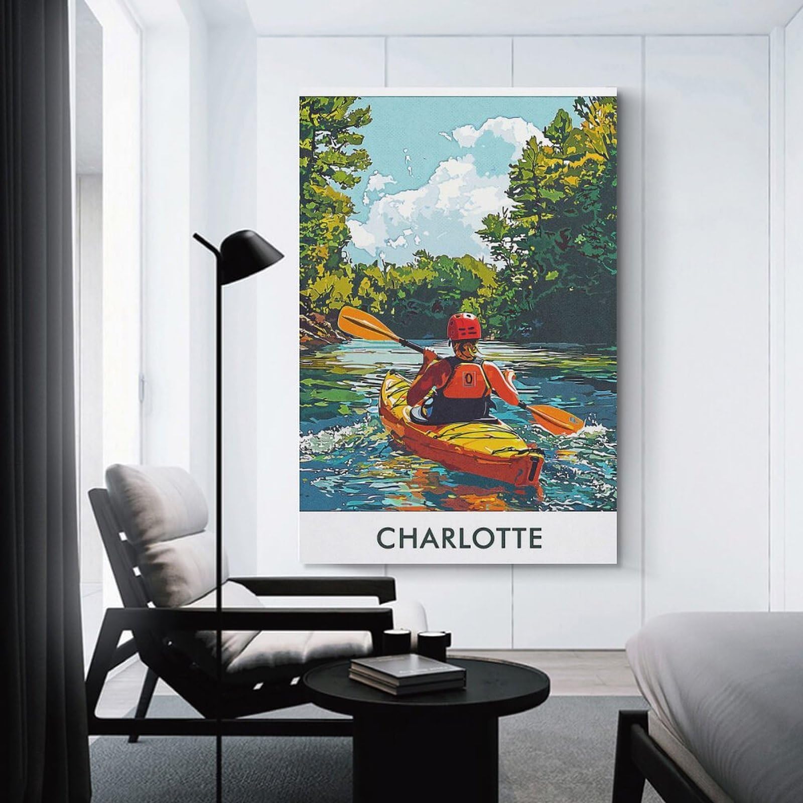 Junmoney Kayaking in Charlotte Canvas Art Print 24x36inch(60x90cm), for Front Hall, Corridor Or Welcome Spaces, Home Artwork for First Impressions