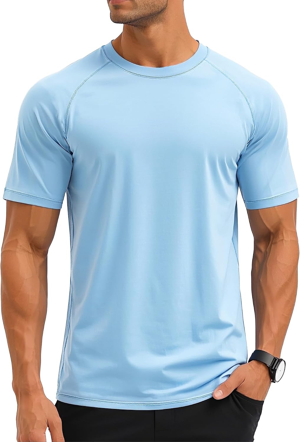 MAGCOMSEN Men's Swim Shirts Short Sleeve Rash Guard UPF 50+ Sun Protection Quick Dry Water Shirt