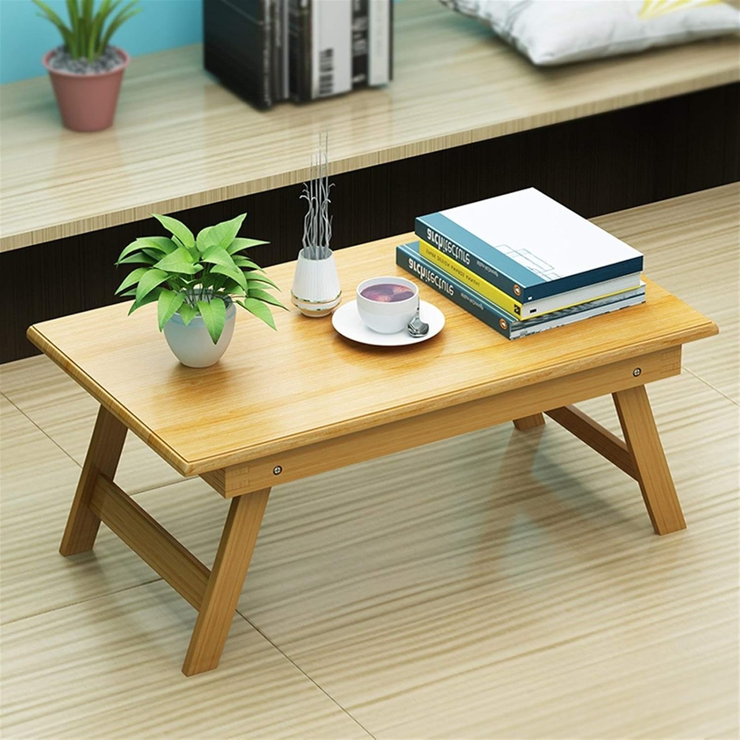 Mobile Overbed Table Foldable Small Table, Simple Dormitory Lazy Desk, Suitable for Everyone, Also Suitable for Any Occasion, Three Sizes to Choose from, Solid Wood (Size : 60x40x25cm) ( 80x50x34cm)