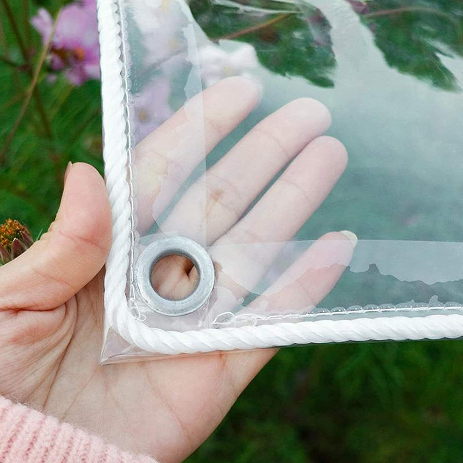 Lona impermeable transparente con ojales para protección de plantas y muebles de jardín, material de PVC (tamaño: 1,2 x 4 m)
