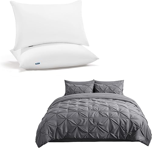 Bedsure Juego de edredón de tamaño King, almohadas tamaño King, juego de 2