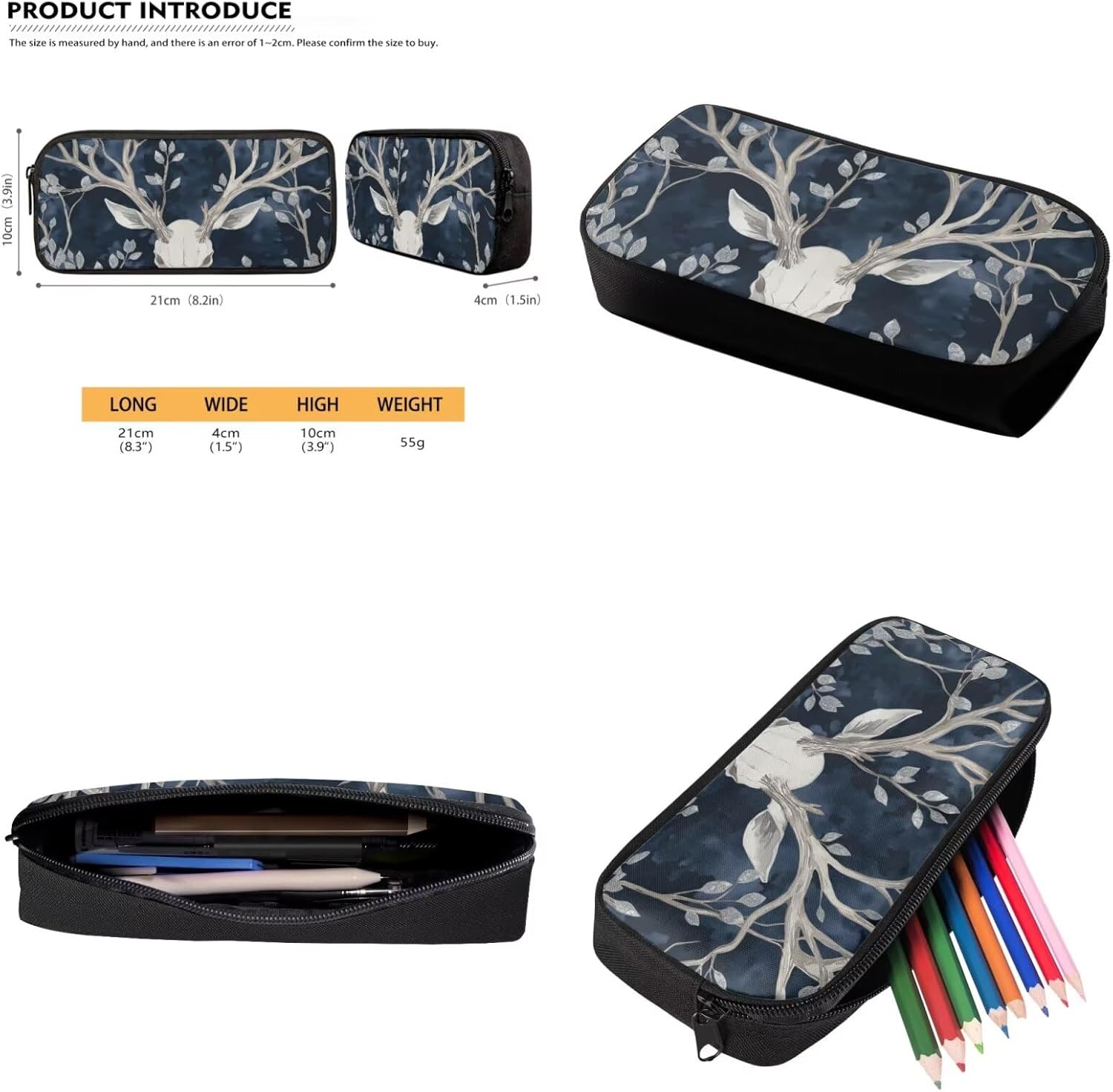 COEQINE Blue Elf Deer Flower Backpack for Girls 7-8 Cool School Backpack for Kids With Lunch Box Set Of 3 Pcs Travel Laptop Bookbag School Bags 17 Inch School Bag Set for Teen 3 In 1