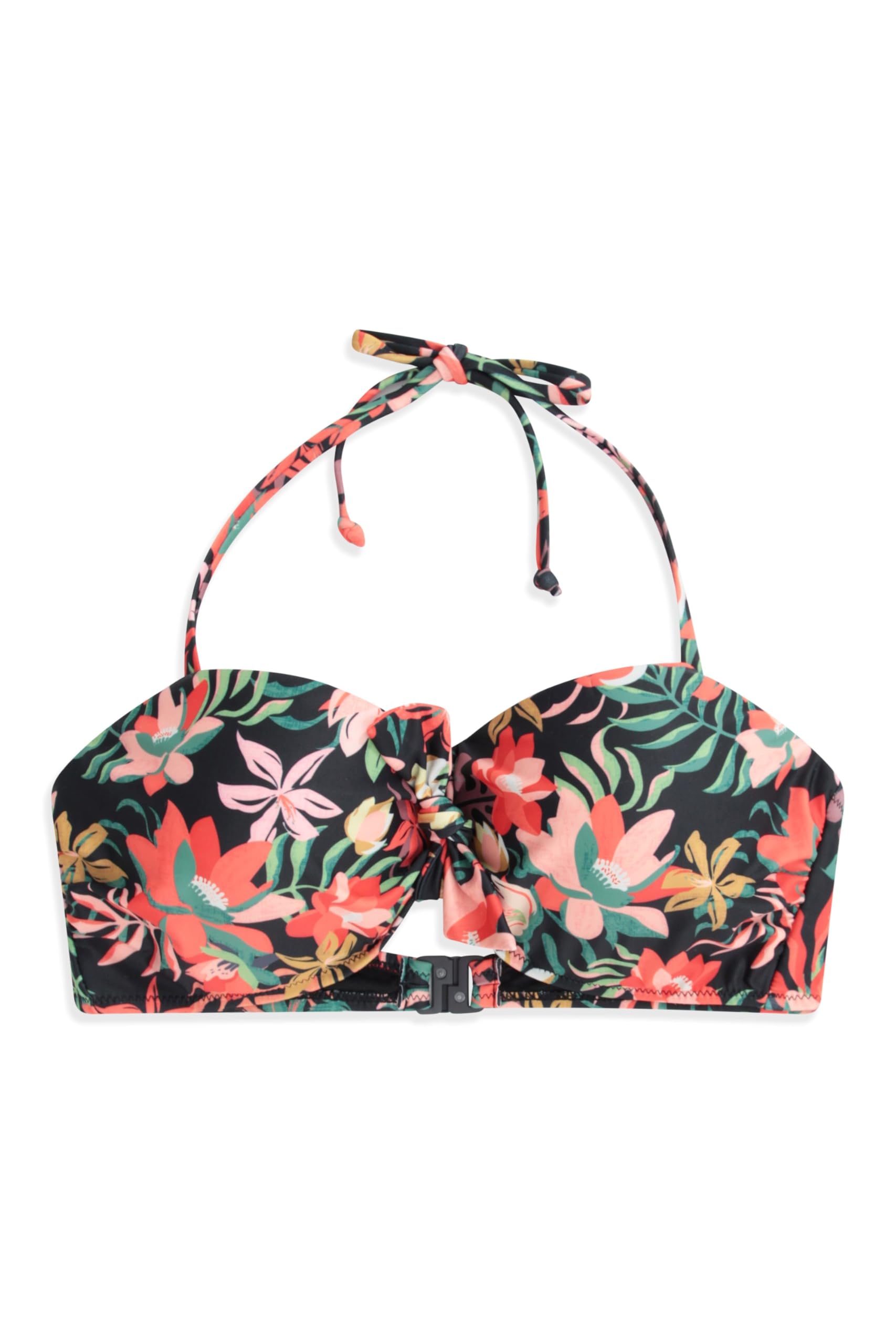 Docks Womens Printed Tie Front Bikini Top - Green