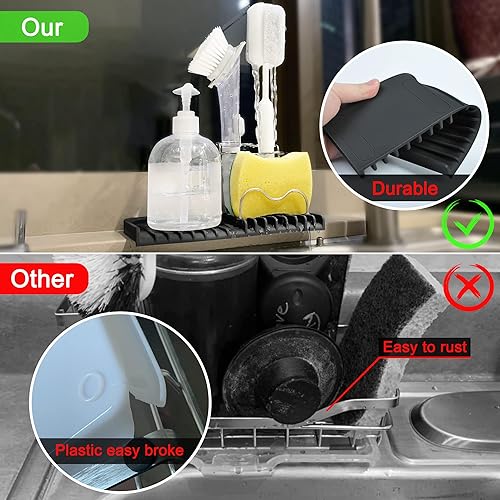 Miniatura 6 de Gosmol Soporte de esponja de silicona, soporte para jabón de platos para encimera de cocina, bandeja de jabón de esponja impermeable para fregadero