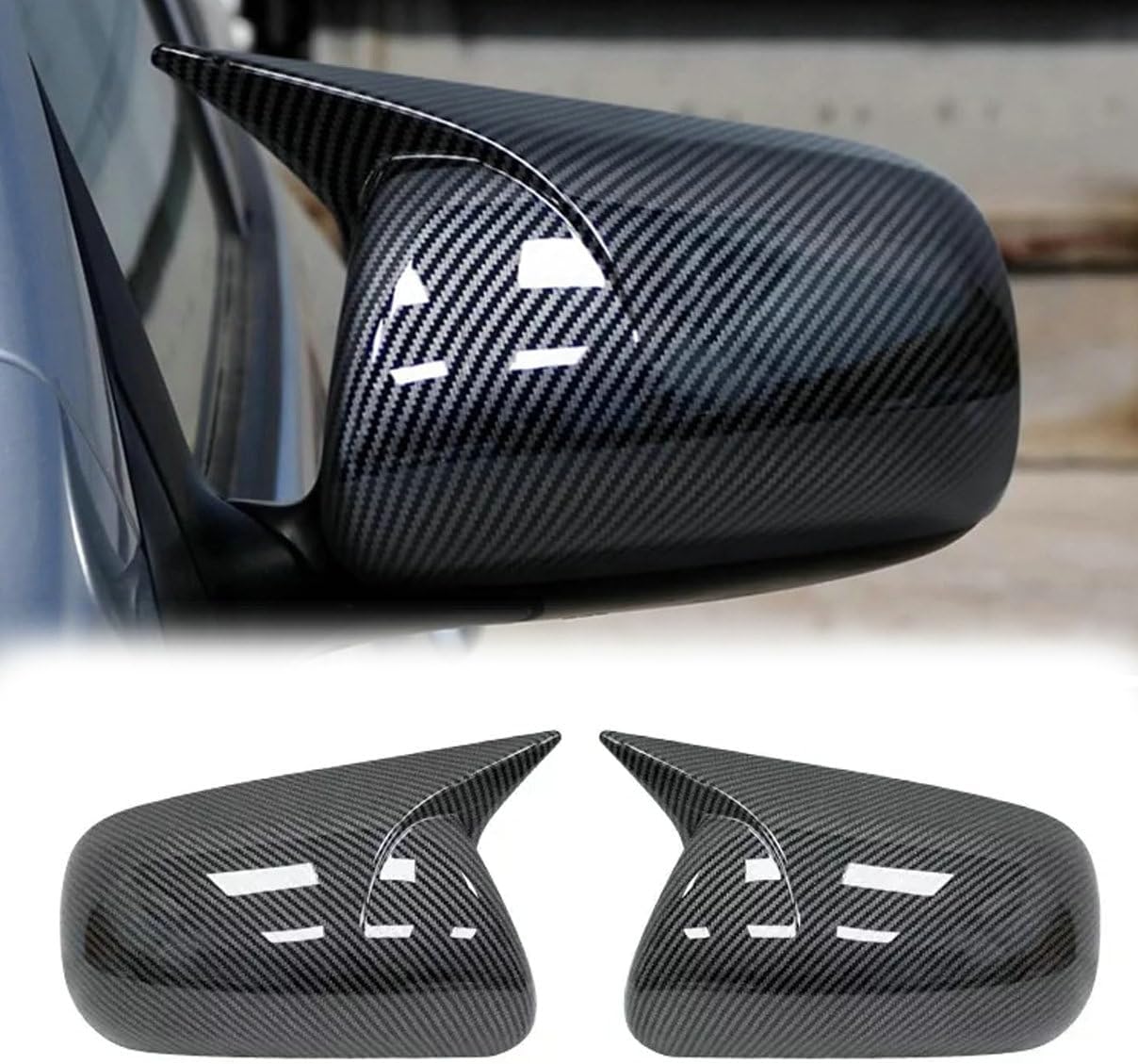 2PCS Carbon Fiber Car Side Rearview Mirror Cap Cover Trim Exterior Decoration Accessories Compatible for Toyota Corolla 2007 2008 2009 2010 2011 2012 2013