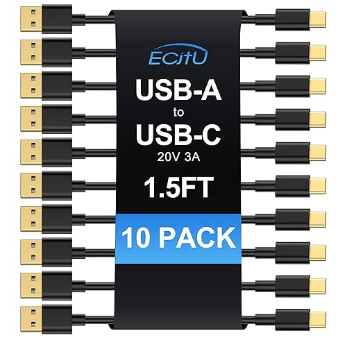 Cable USB A a USB C de 3 pies (paquete de 3), cable de carga rápida tipo C, cargador de 20V3A 60W (MAX) compatible con Samsung S21 S20 S10 S9 S8,