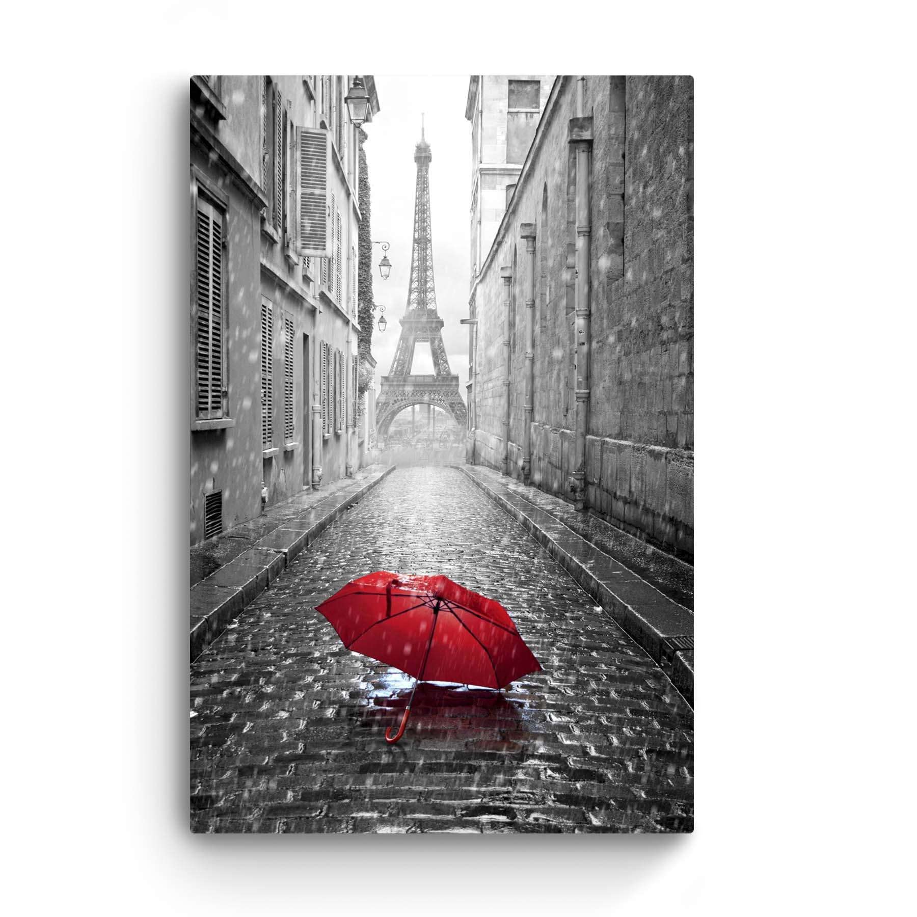 Startonight Quadro su Tela Bianco e Nero Umbrella a Parigi, Stampe Incorniciato e Pronta da Appendere Design Moderno Arredamento Arte Fotografia Grande Formato 80 x 120 cm Luminoso al Buio