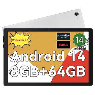 Whitedeer Tablet 10 inch Octa-Core Processor Android 14 Tablet, Face ID丨OTG, 8GB+64GB/1TB TF, 1280*800丨5G WiFi丨BT5.3丨Tab PC with Dual Camera 5MP+8MP, Support Split-Screen, 5000mAh, Widevine L1(White) - Amazon product rated Grade A