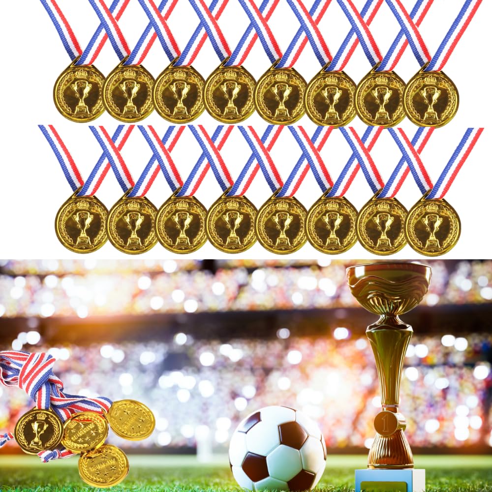 Plastic Winner Award Medals, 30pcs Kids Gold Winners Medals for Sports Competition Games Gymnastic Party Decorations