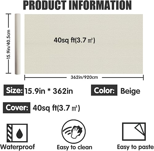Miniatura 7 de WAPANE Papel tapiz autoadhesivo para despegar y pegar de 15.9 x 75 pulgadas, papel de contacto para armariosencimeras, impermeable, papel de pared