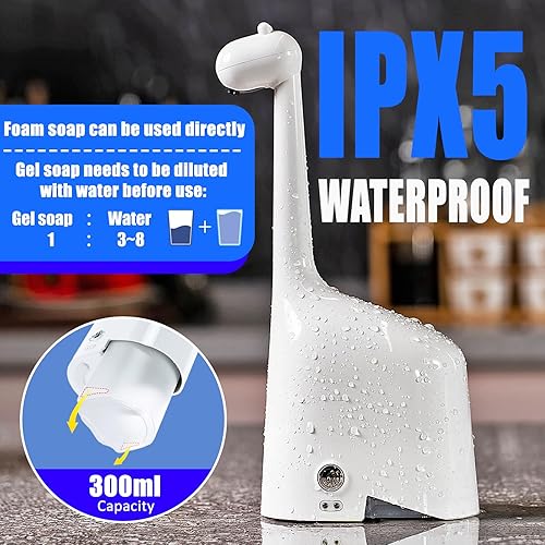 Miniatura 7 de Dispensador automático de jabón espumoso, dispensador inteligente sin contacto de 10 oz10.1 fl oz, eléctrico recargable con espuma ajustable de 3