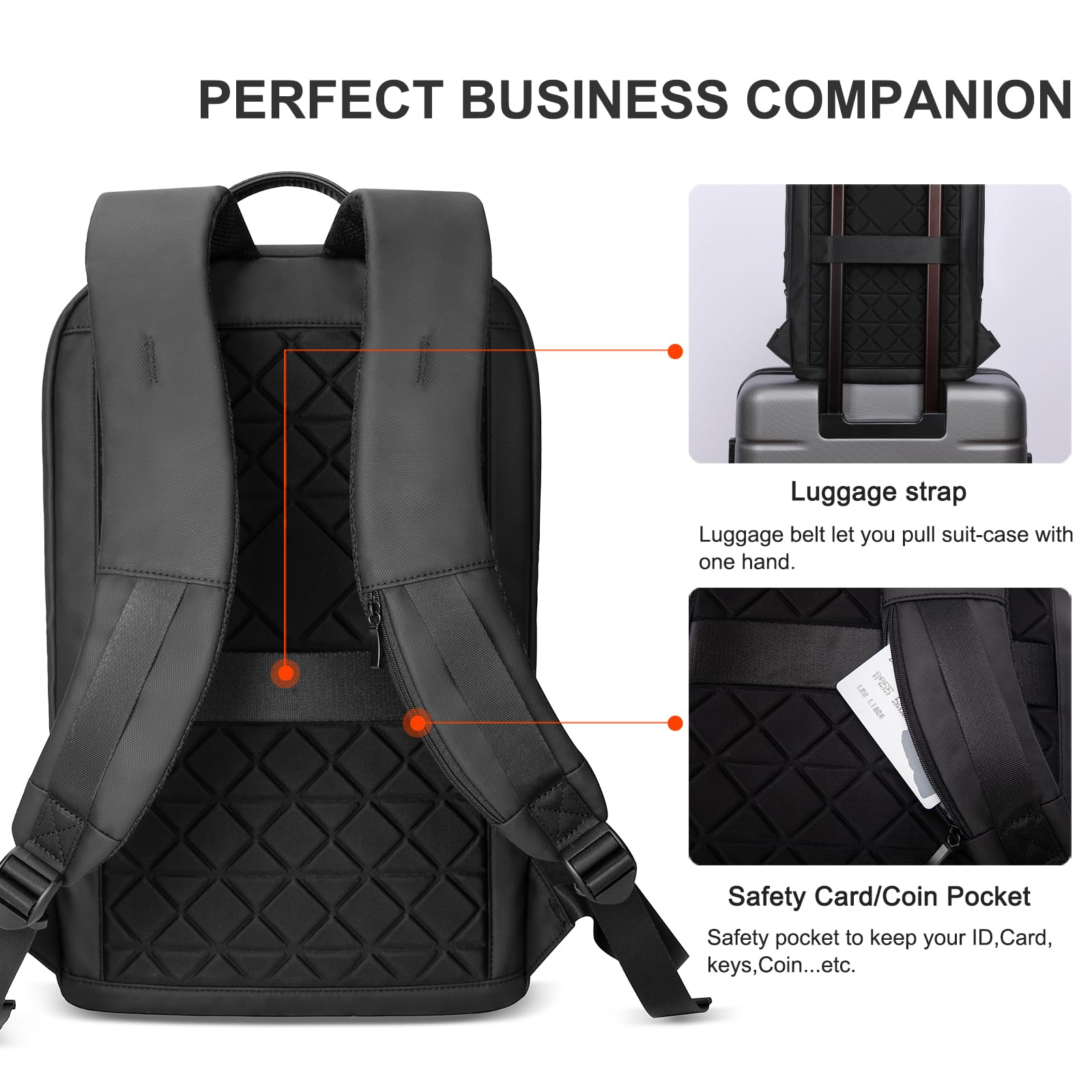 HEROIC KNIGHT Sac à Dos Pro 17,3 Pouces - Double USB, Étanche, 30L Pour Bureau Et Voyage - Noir