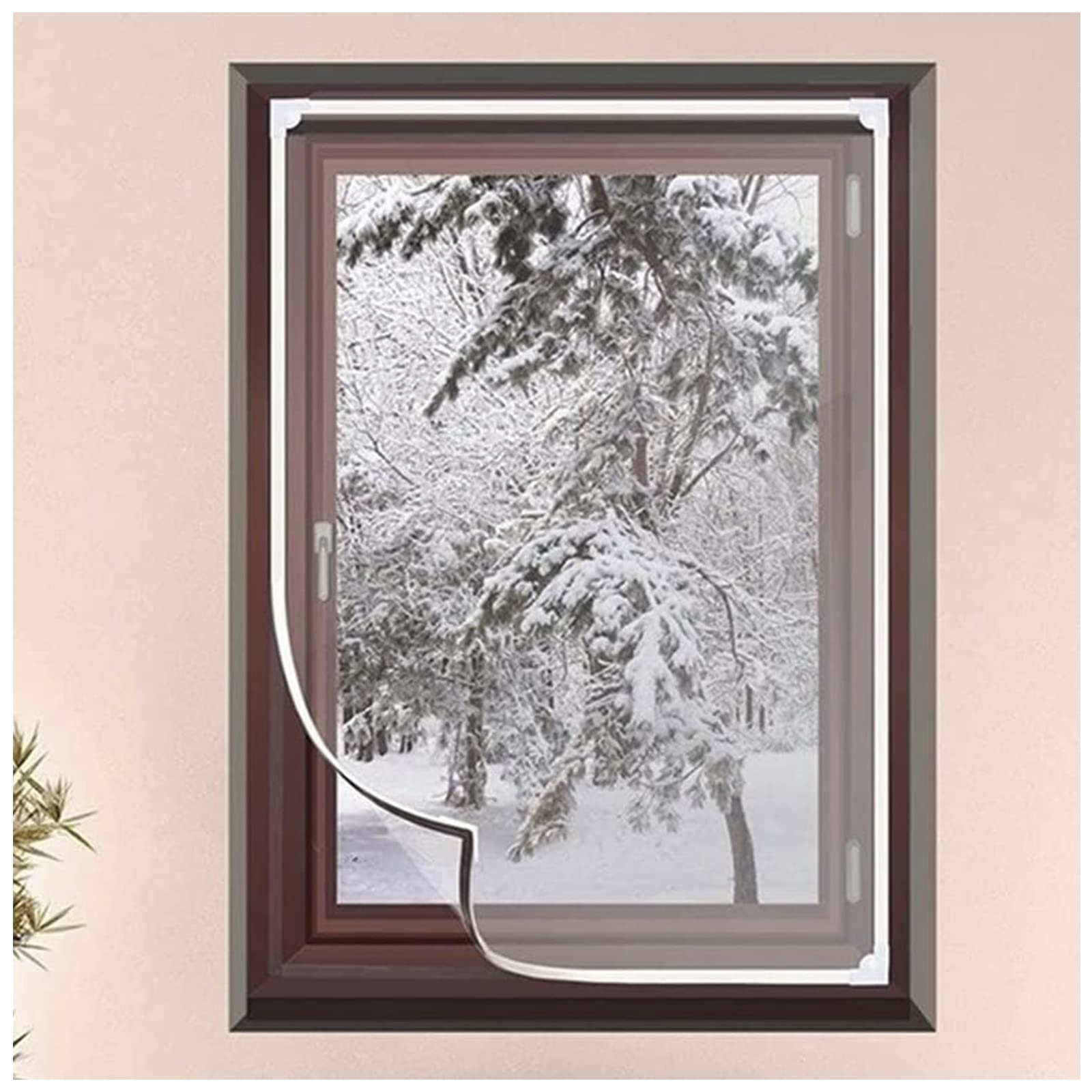 PJDDP Magnetic Window Insulation Kit, Thicken Transparent Windproof Window Thermal Film for Winter, Secondary Glazing Kit for Windows, Convenient Handles, Punch Free, Reusable,120x180cm/47x70in