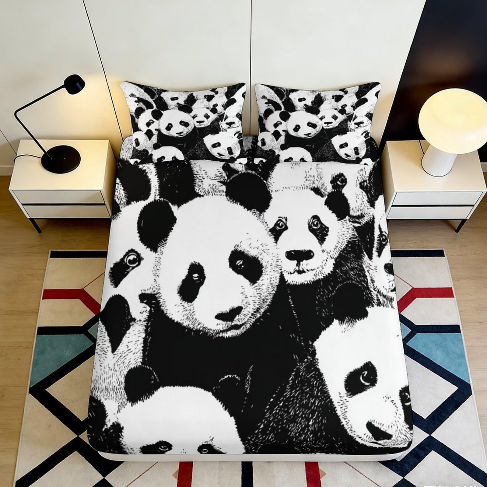 Ctjqhvmx Style-3 3D Printed Panda Fitted Sheet Microfiber Deep Pocket Bedroom Bedding Panda Mattress Fitted Cover Elastic Hem For Adults Teens 90X200x25cm 90X200x25cm