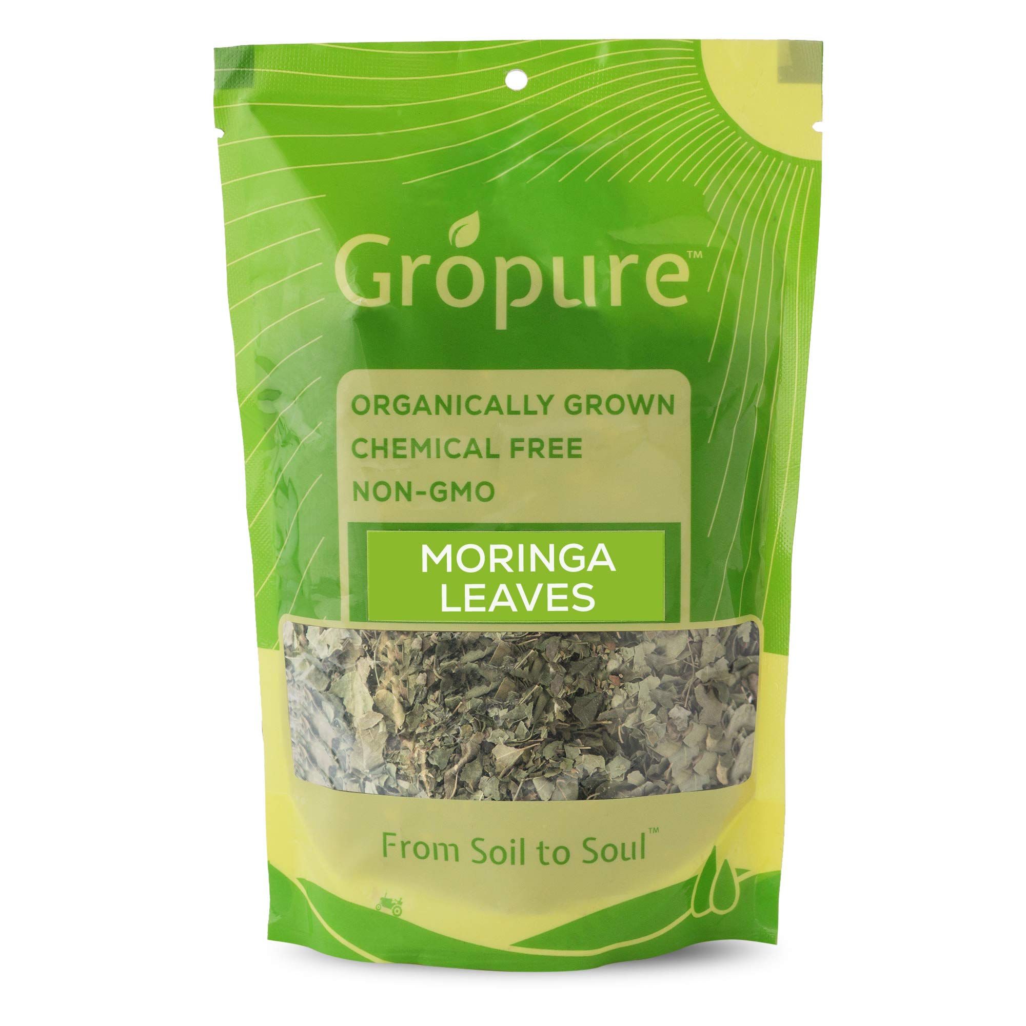 GroPure Organic: From Soil to Soul - Moringa Leaves - 100g I ENERGY BOOSTER: A cup of moringa tea every morning can energise your body and help you remain pro-active throughout the day I Contains every essential amino acid I Moringa releases an abund (B0859HPGHR) Amazon Price History, Amazon Price Tracker