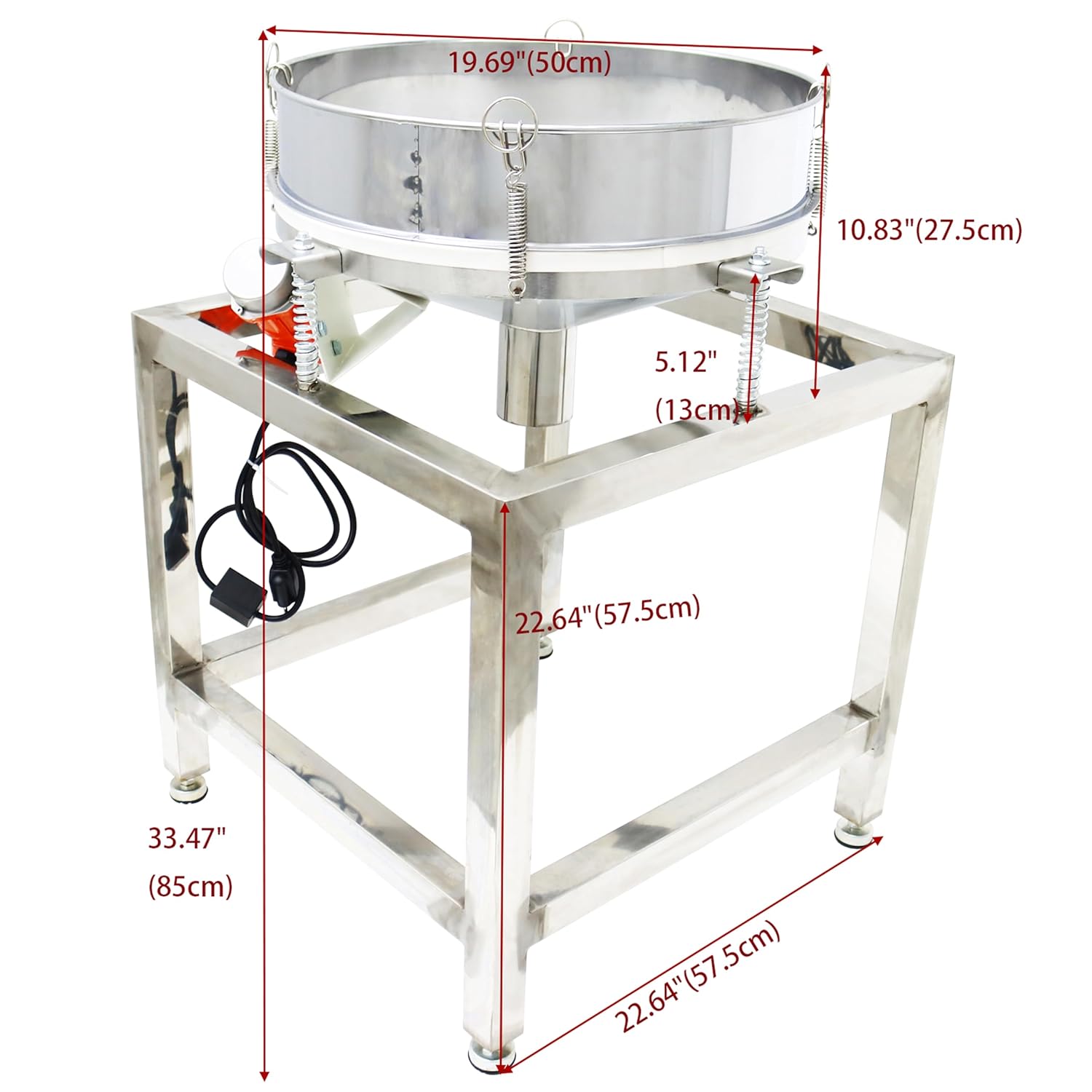 Powder Vibrating Sieve Automatic Powder Sifter Machine Electric Sieve Electric Stainless Steel Powder Shaker with 40 and 100 mesh Stainless Steel 110V 70W