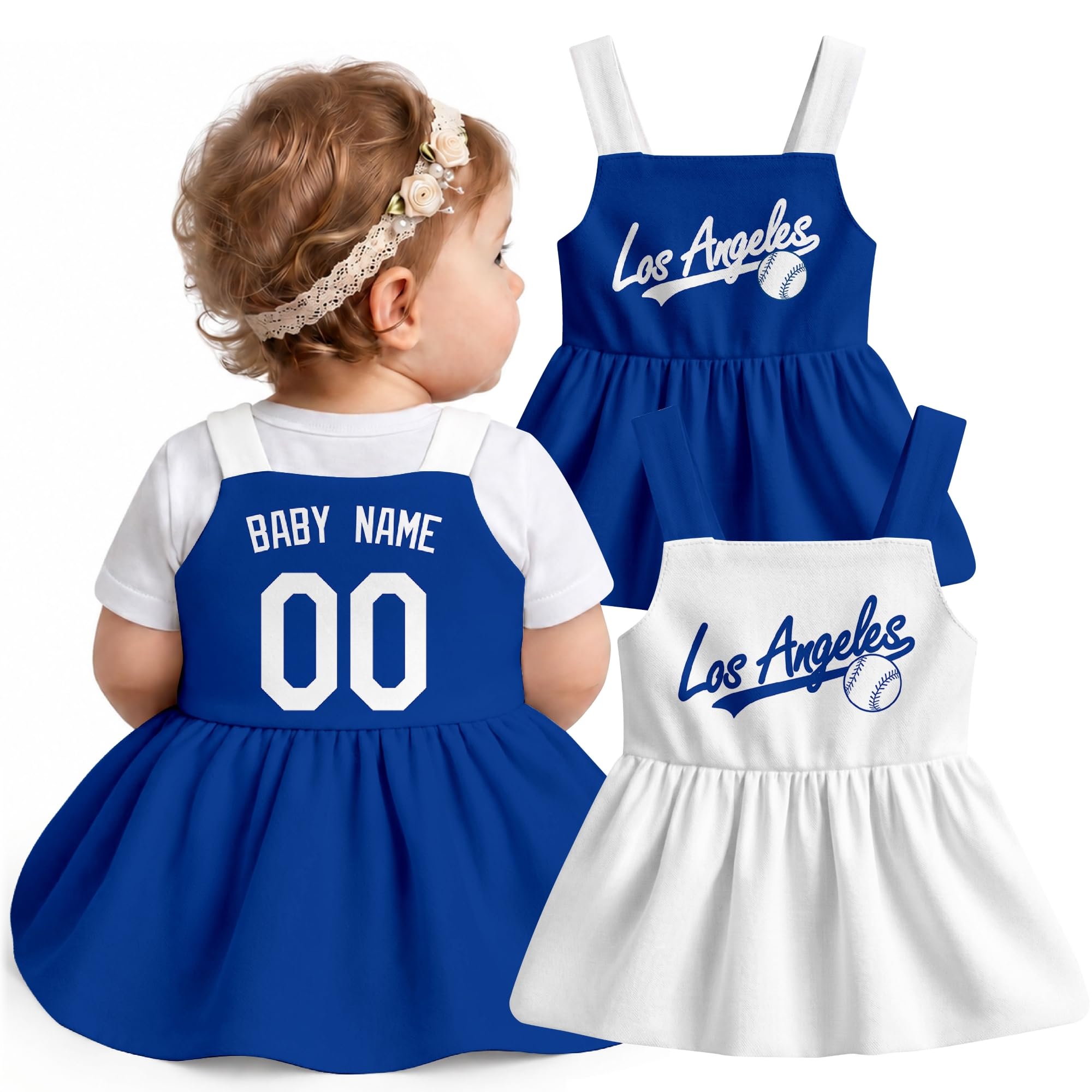 KREDE Baby Girl Clothes Custom Baby Strap Dress with Number Name for Baby Girl Gifts