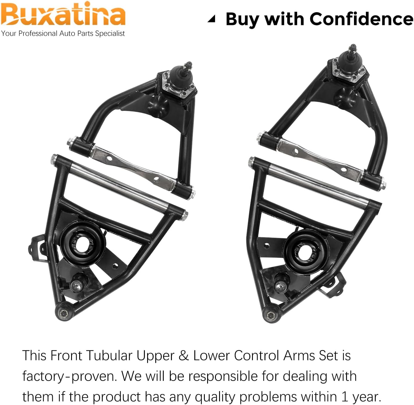 4PCS Front Tubular Upper & Lower Control Arms for Chevy C10 (Suburban) 1973-1987 Front Tubular Upper & Lower A Arms for GMC C10 (Suburban) 4.1L~7.4L 1973-1987