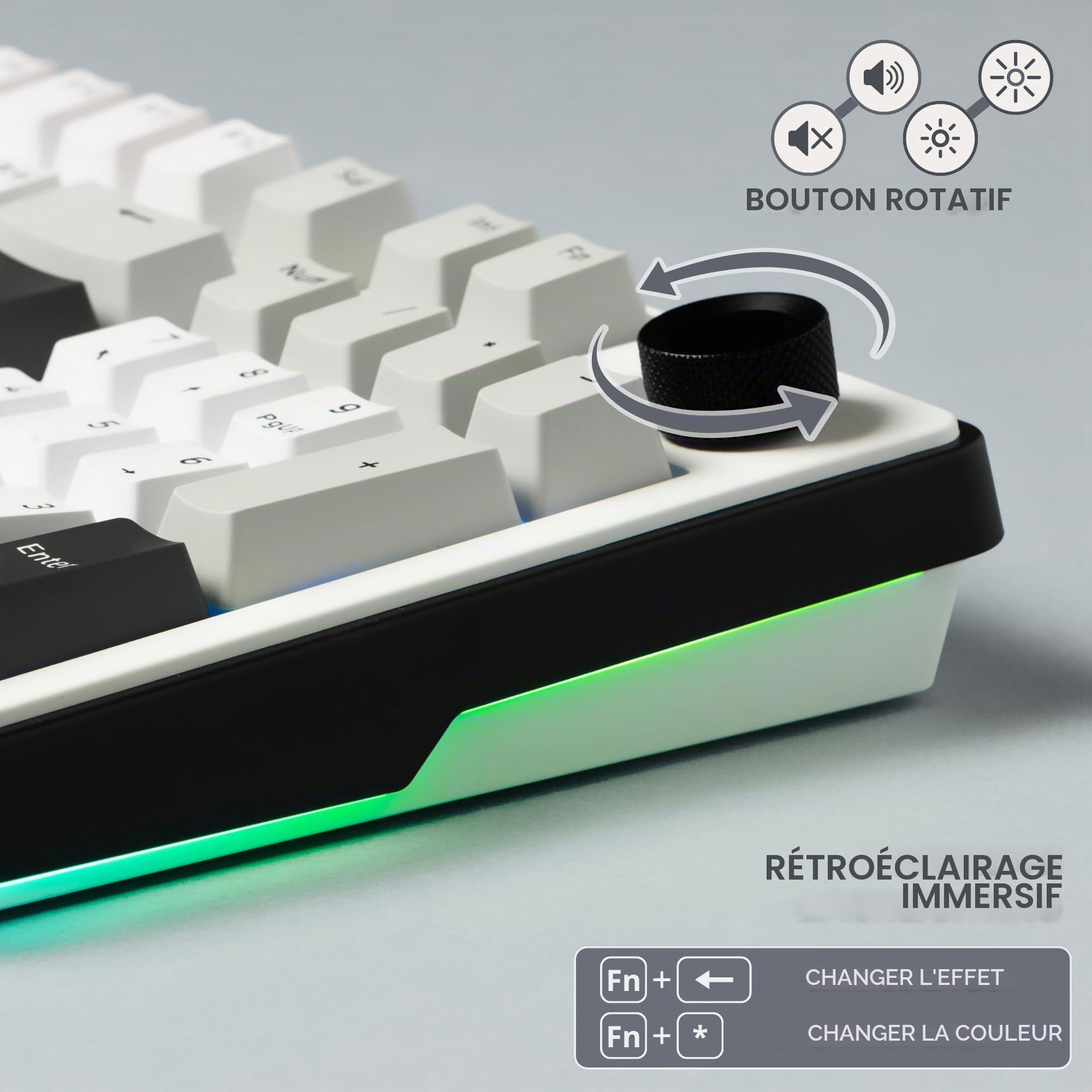 The G-Lab Keyz Elite 400 WG - Clavier Gamer sans Fil Mécanique Hot-Swap RGB | QWERTY US, Sans Fil Tri Mode 2.4GHz/Bluetooth/Filaire, Switch Mécanique Hot Swap Pré-lubrifiés, Gasket 5 Couches