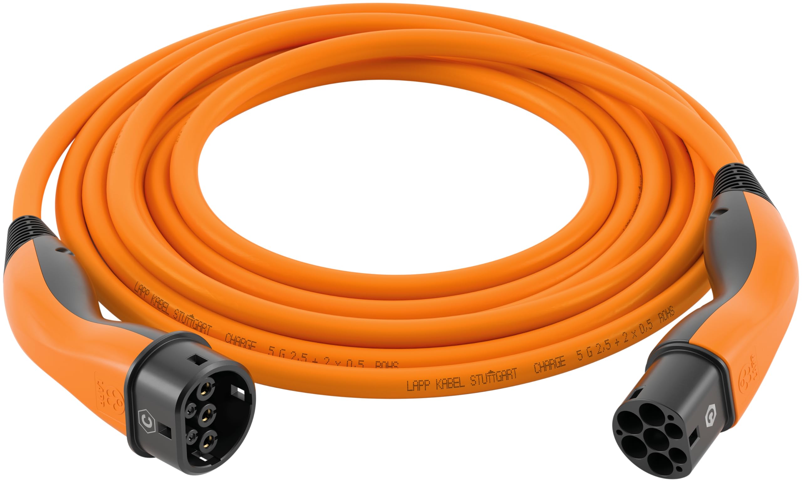 Lapp Mobility Typ 2 Ladekabel 7,4 KW 5m - 32a Ladekabel E Auto 1-Phasig - IP55 geschütztes Ladekabel Mode 3 - Ladekabel Typ 2 mit korrosionsresistenten Steckkontakten - geeignet für PHEV, BEV & EV