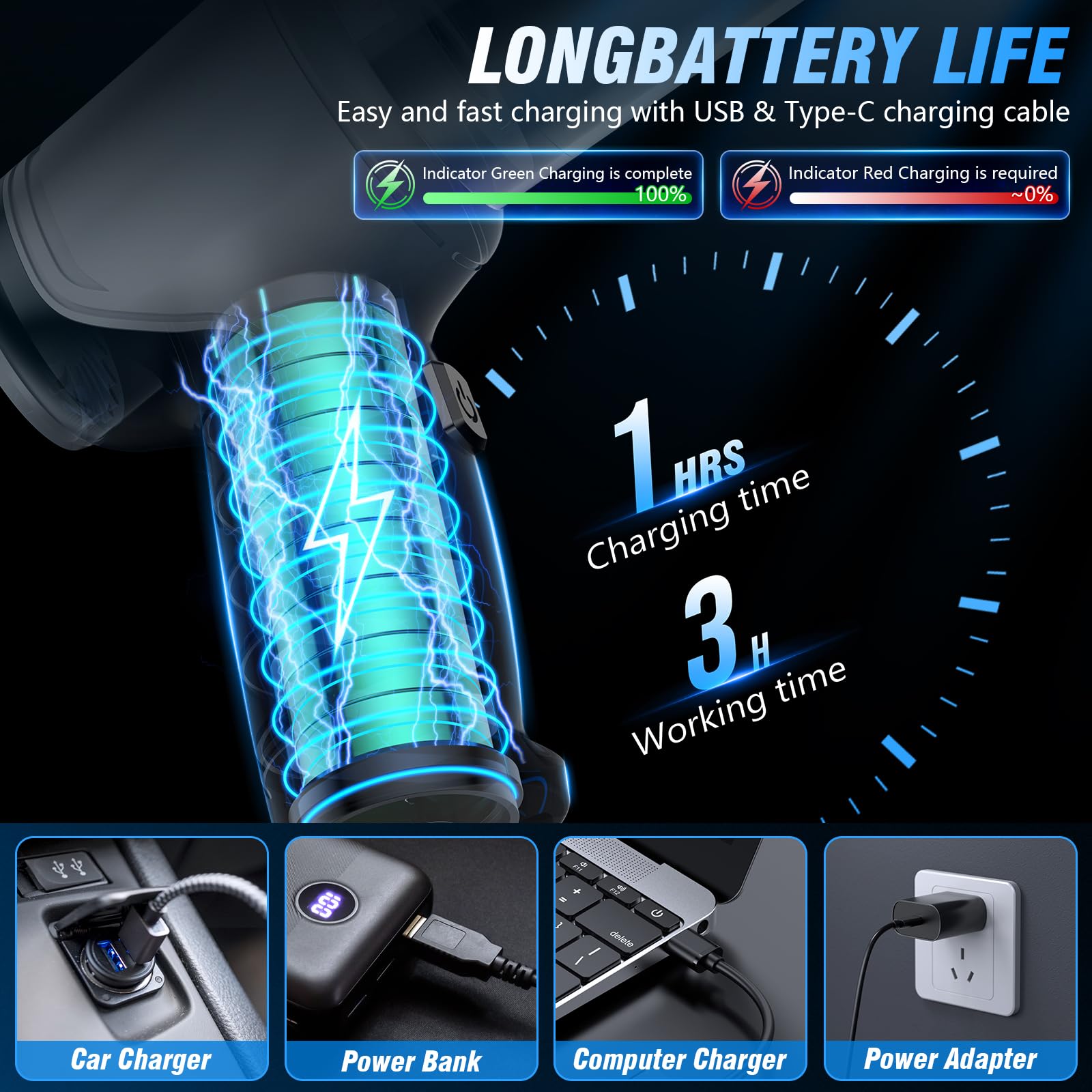 IHE Car Vacuum Cleaner, 15000Pa Handheld Cordless Rechargeable Wet & Dry Vacuum, 120W High Power for Car, Pet, Home, Office Cleaning, Washable HEPA Filter, Multi-Nozzles