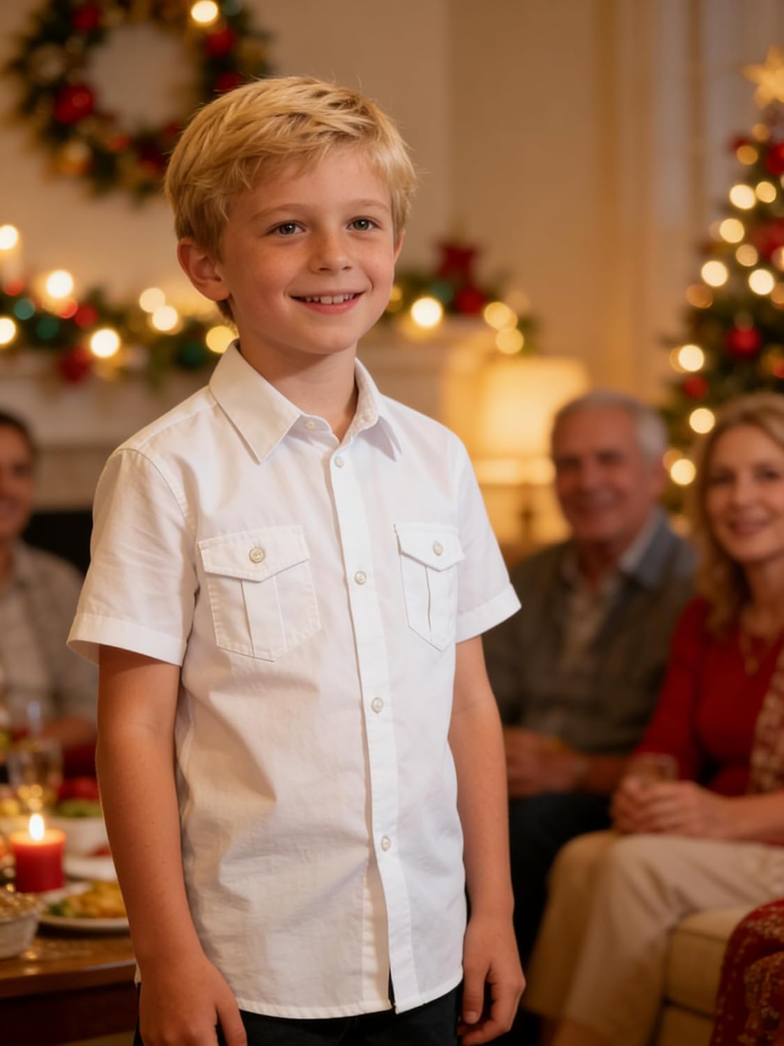 Bienzoe Boys Short Sleeve Shirt for School: Kids Button Up Collared Dress Fashion Shirts - Image 6