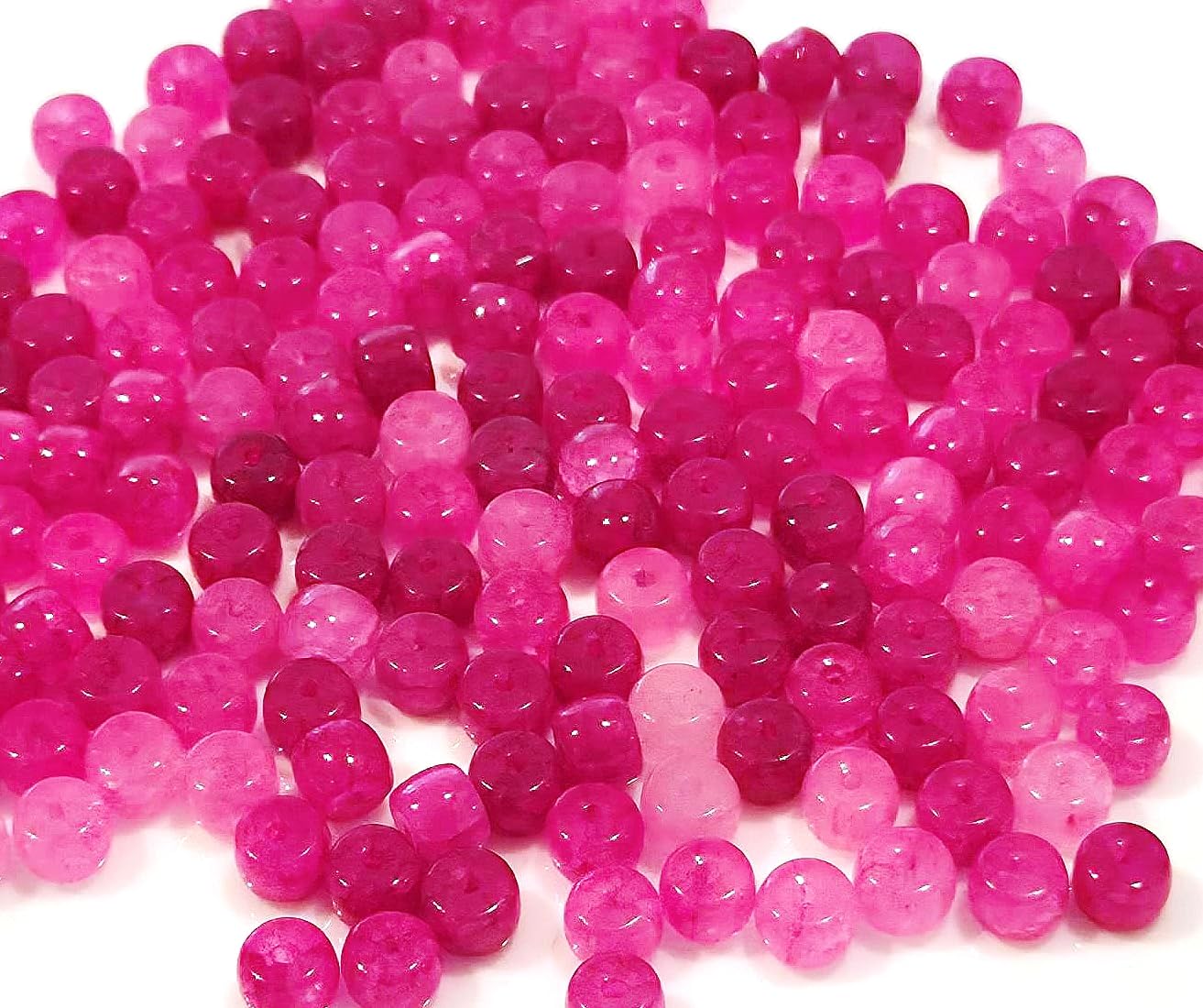 Perlin Edelstein Perlen, Achat Stein Drachen-Muster Fassperlen, 8mm Halbedelstein Naturstein mit Loch zum auffädeln für Schmuckherstellung (Pink)